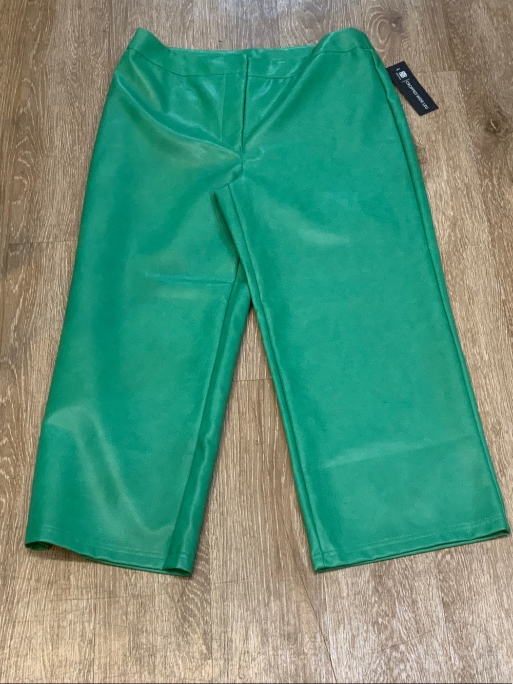 Green Faux-Leather Kids Wide Leg Bottoms